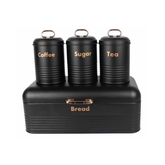 Metal Ekmeklik ve Kahvelik Şekerlik Seti Siyah Bronz